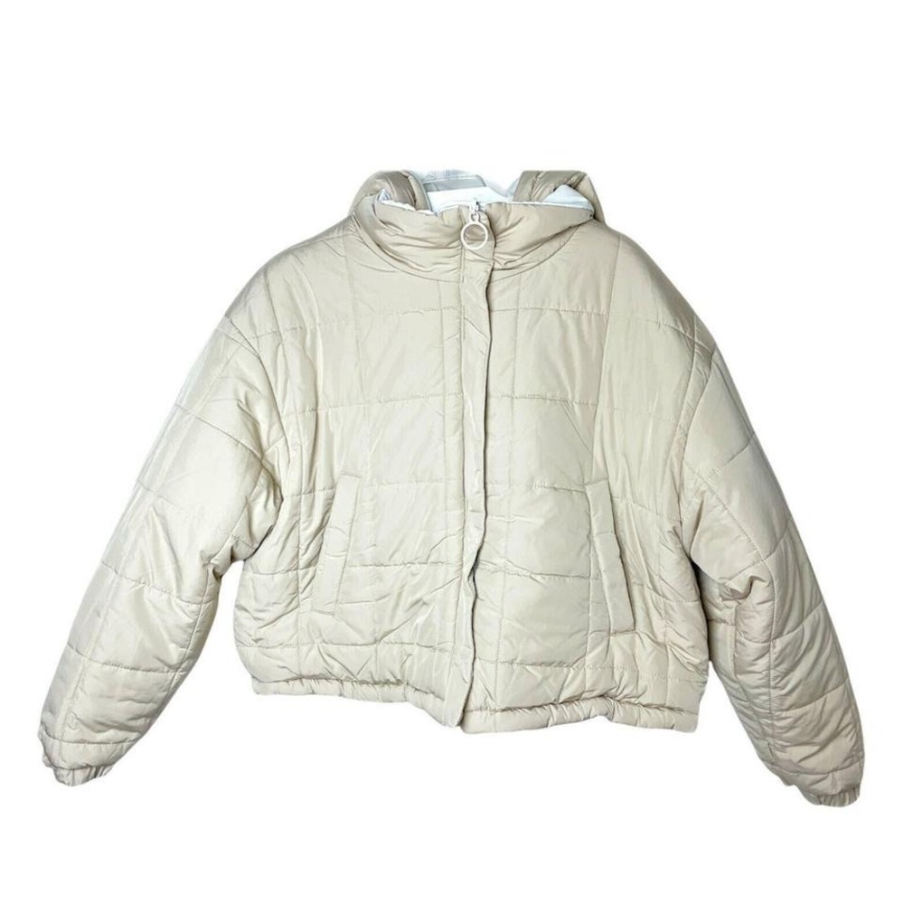 TOPSHOP Lorrcan Puffer Jacket Cream Hooded 12‎ Preppy Resort Gorpcore Peacoat